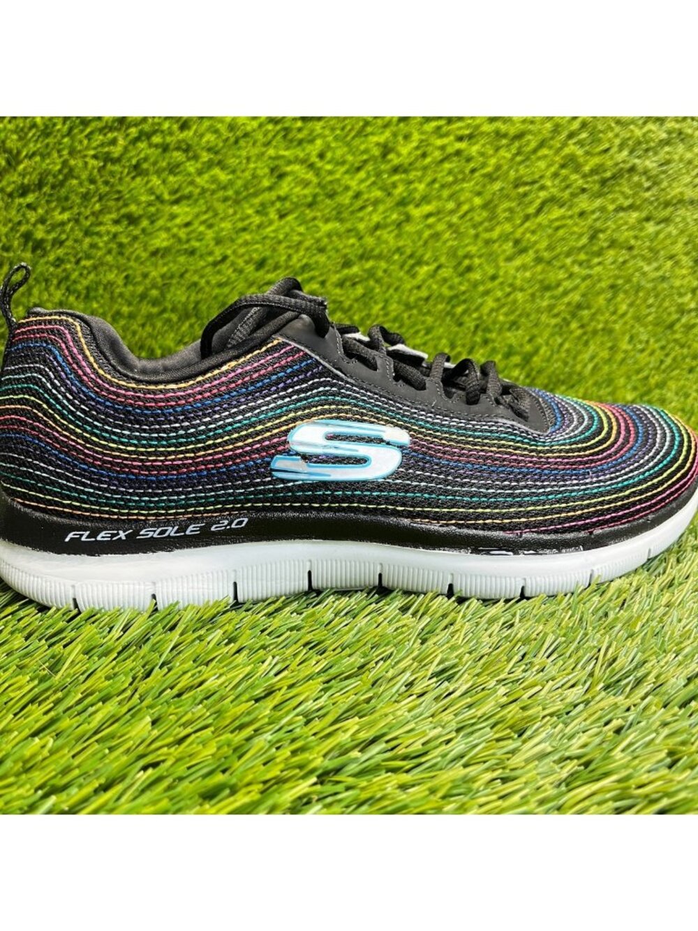 Skechers Dual Lite Flex Sole 2.0 Womens Size 9 Black Running Shoes Sneakers